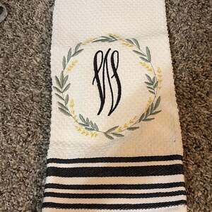 Classic Monogrammed Luxury White Guest Hand Towels -letter W